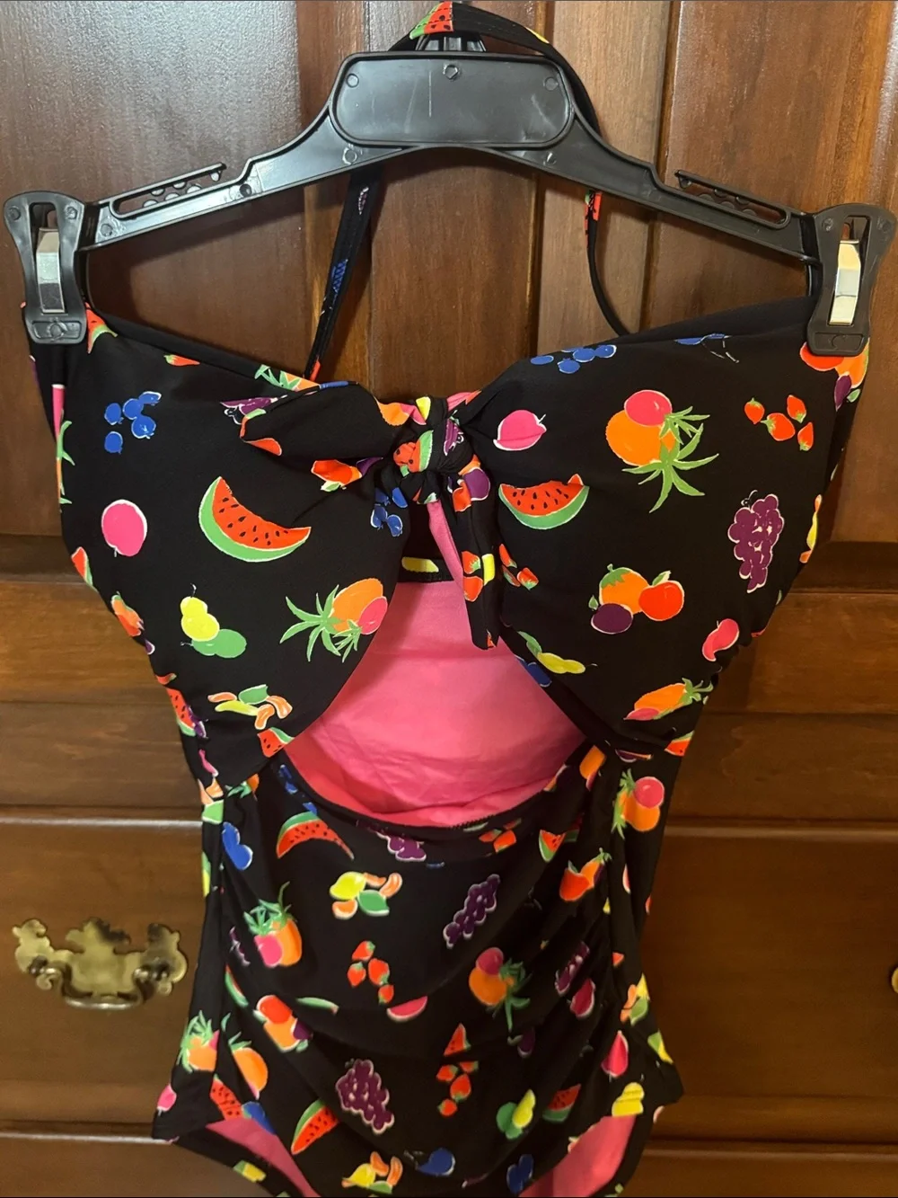 kate spade Black Fruit-Print One-Piece Swimsuit with Cut Out NEW